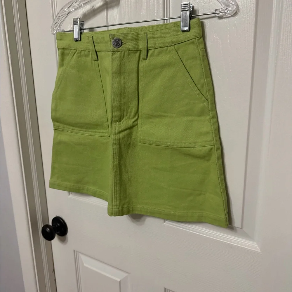 Lucy & Yak Green Blair‎ Sour Green Apple Organic Cotton Denim Mini Skirt US 4